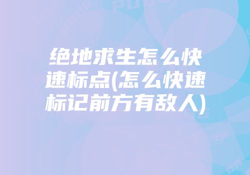 绝地求生怎么快速标点(怎么快速标记前方有敌人)