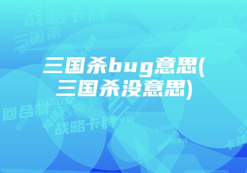 三国杀bug意思(三国杀没意思)